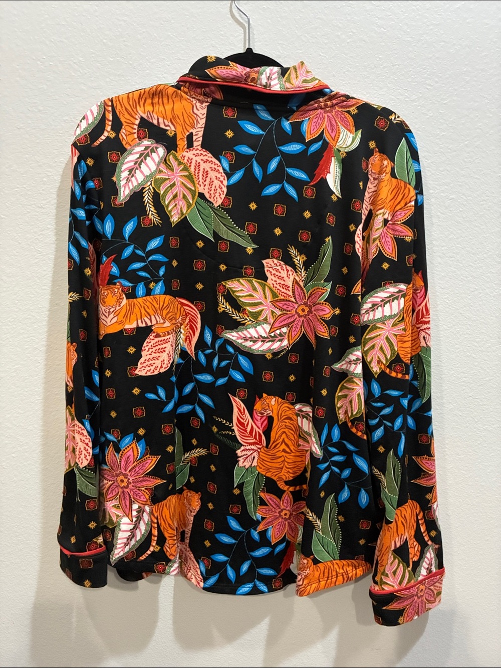 Room Service Black Floral & Tiger Print Pajama Top - Picture 8 of 8